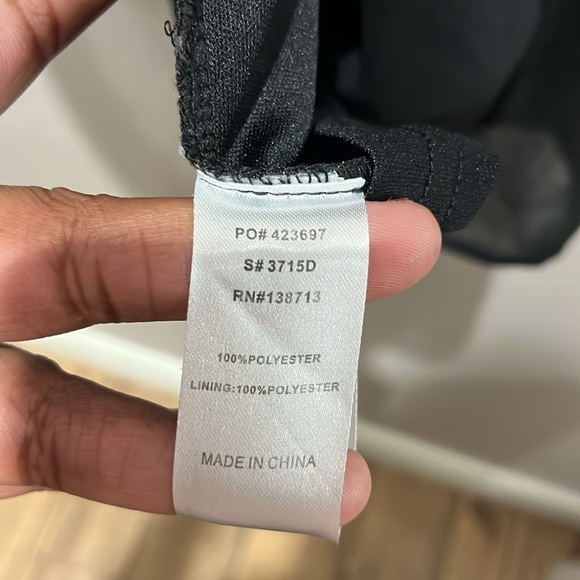 Doe & Rae Black Lace Trim Long Sleeve Mini Dress Size L Sheer Overlay - Picture 5 of 11